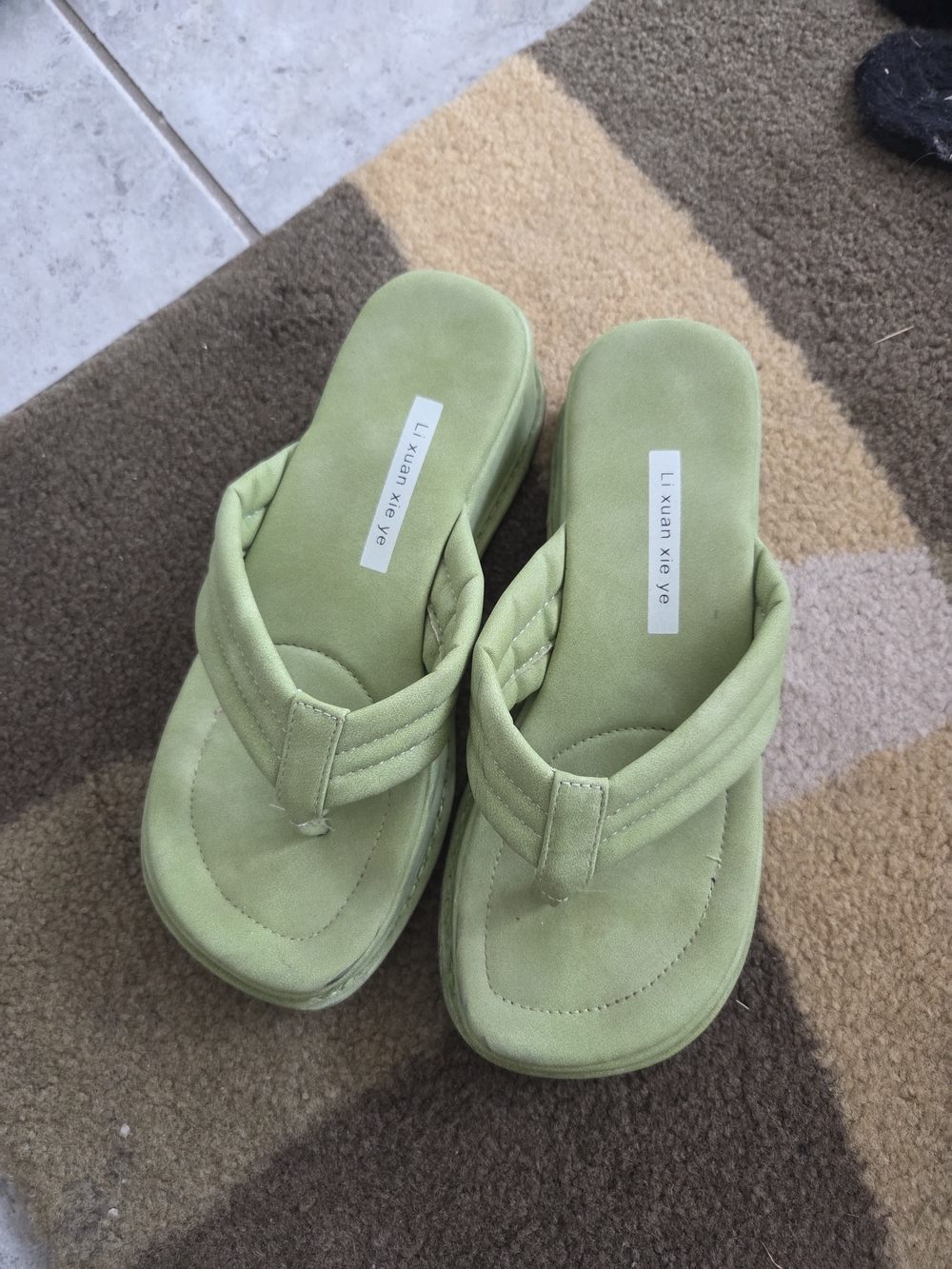 Lime Green Platform Thong Sandals - Women's